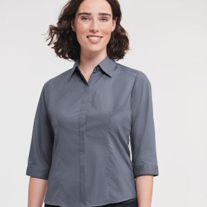 Women's ? sleeve polycotton easycare fitted poplin shirt