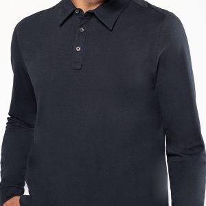 Jersey knit long sleeve polo shirt