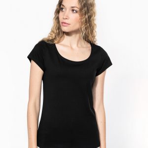 Ladies? boat neck short-sleeved T-shirt