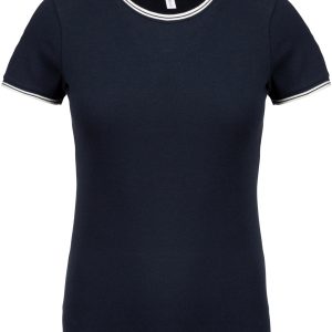 Ladies? piqu? knit crew neck T-shirt