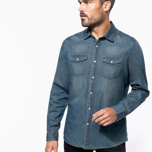 Men's long-sleeved denim shirt