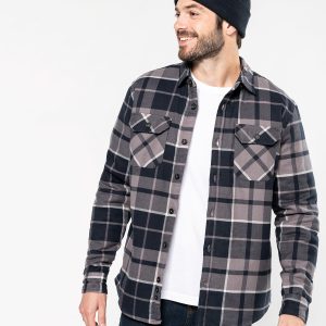 Sherpa-lined checked shirt jacket