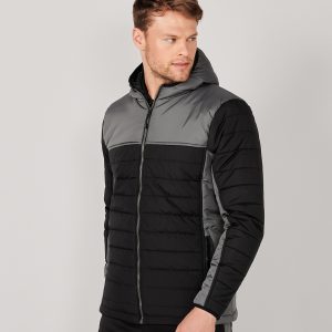 Hooded contrast padded jacket
