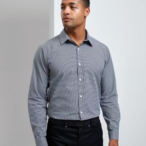 Microcheck (Gingham) long sleeve cotton shirt