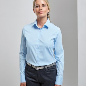 Women's stretch fit cotton poplin long sleeve blouse