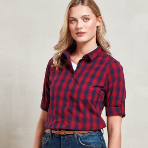 Women's Mulligan check cotton long sleeve shirt