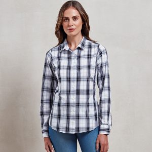 Women's Ginmill check cotton long sleeve shirt