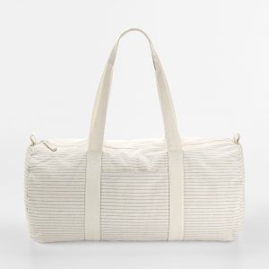 Striped organic cotton barrel bag
