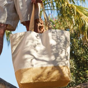 Jute base canvas tote XL