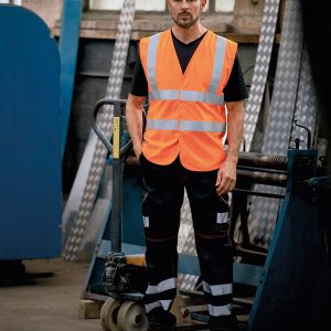 Hi-vis flame-retardant anti-static waistcoat (HVW100ASFR)